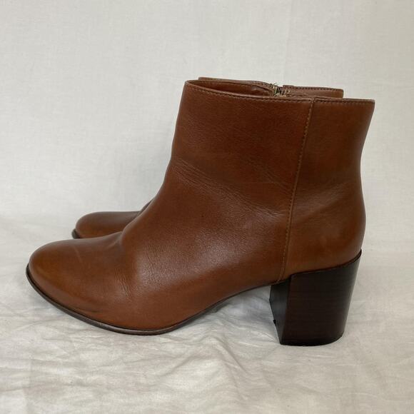 Johnston & Murphy Boots Womens 9 Leather Ankle Booties Chunky Heel Side Zip Boho - Picture 5 of 13